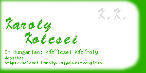 karoly kolcsei business card